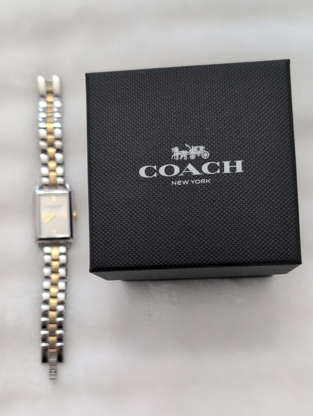 COACH Two-Tone Gold and Silver Rectangular Women's Watch - Picture 3 of 4